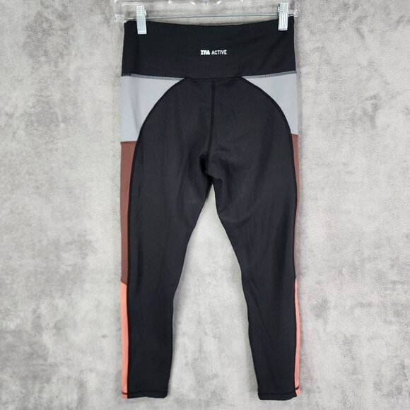 Womens Black Zyia Active Leggings Gray Brown Peach Colorblock Size 6-8 - Picture 6 of 12